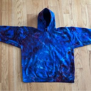 Custom tie dye on XL Hanes heavyweight hooded sweatshirt